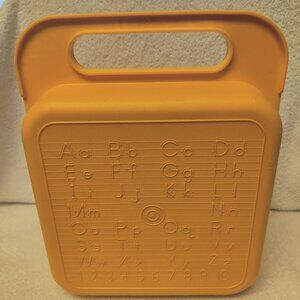 Vintage 80s Yellow Tupperware Lunch Box 1407 - ABC/123 Stencil Case